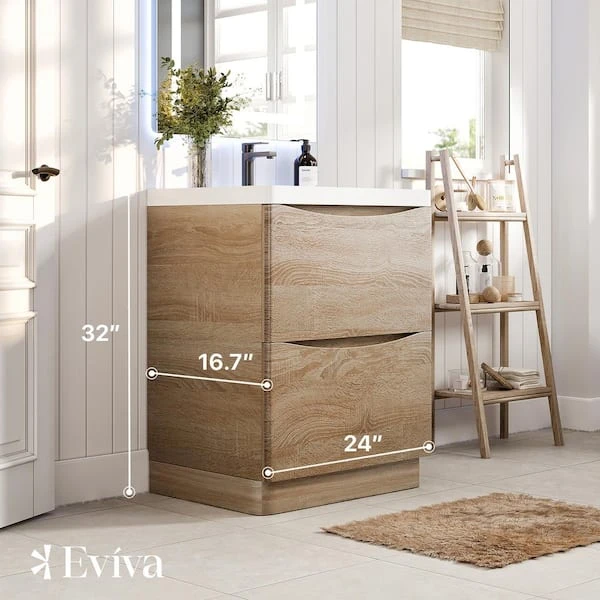 Oak Modern Bathroom Vanity size